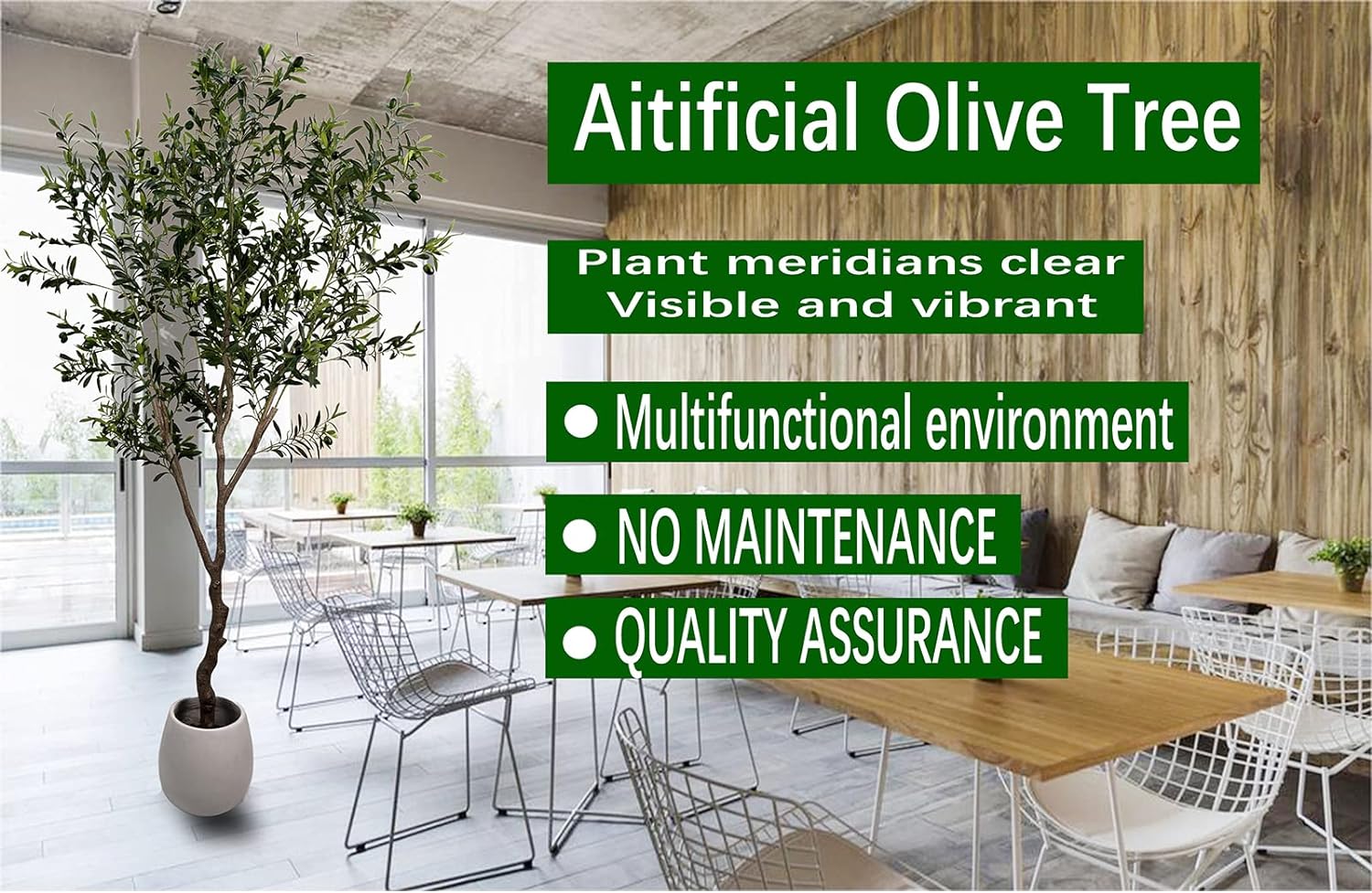 Artificial Tree Faux Olive Tree 8ft(92in,3200leaves) Tall Fake Olive Plant in Pot Fake Silk Tree Faux Plants Indoor