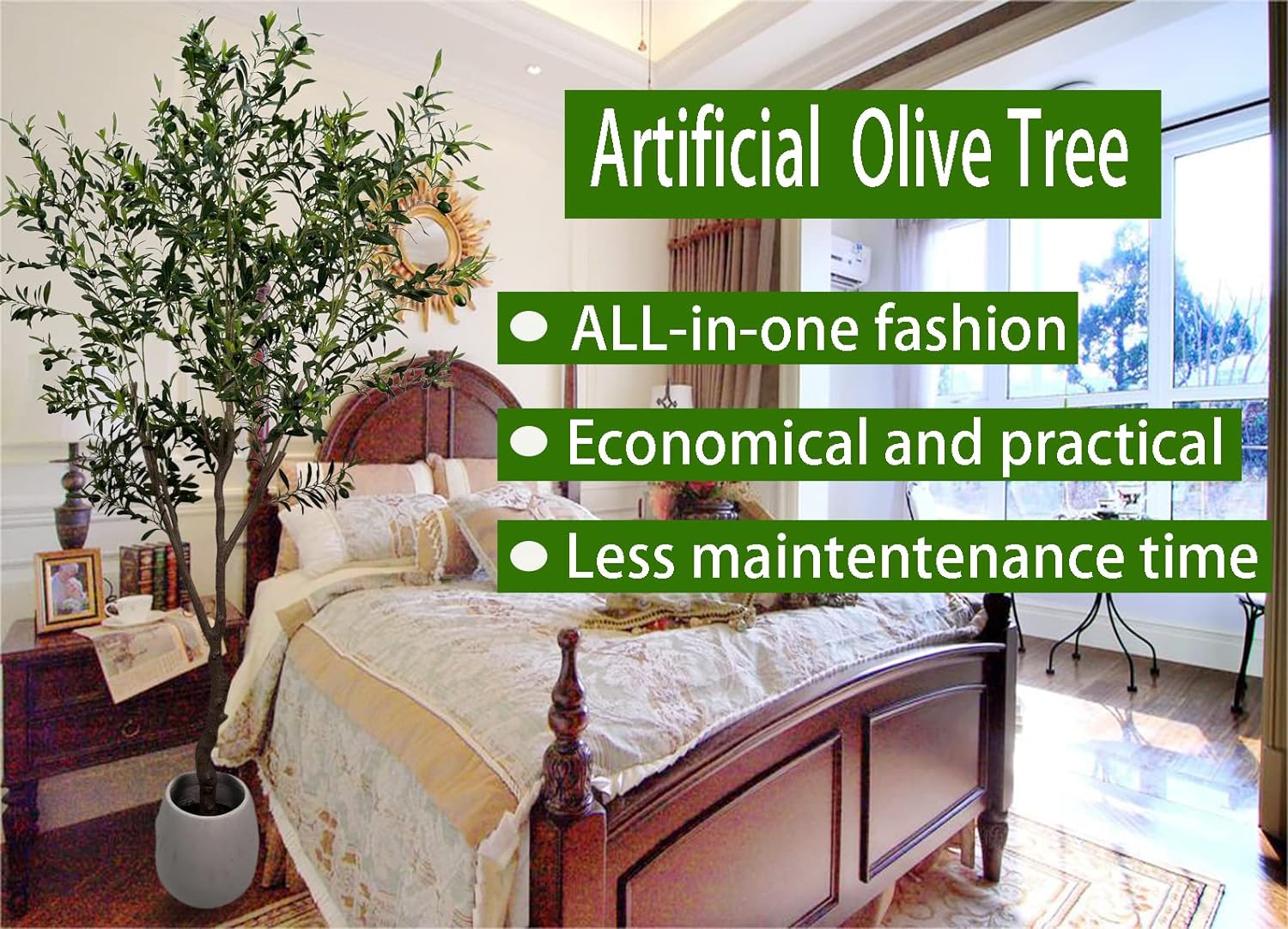 Artificial Tree Faux Olive Tree 8ft(92in,3200leaves) Tall Fake Olive Plant in Pot Fake Silk Tree Faux Plants Indoor