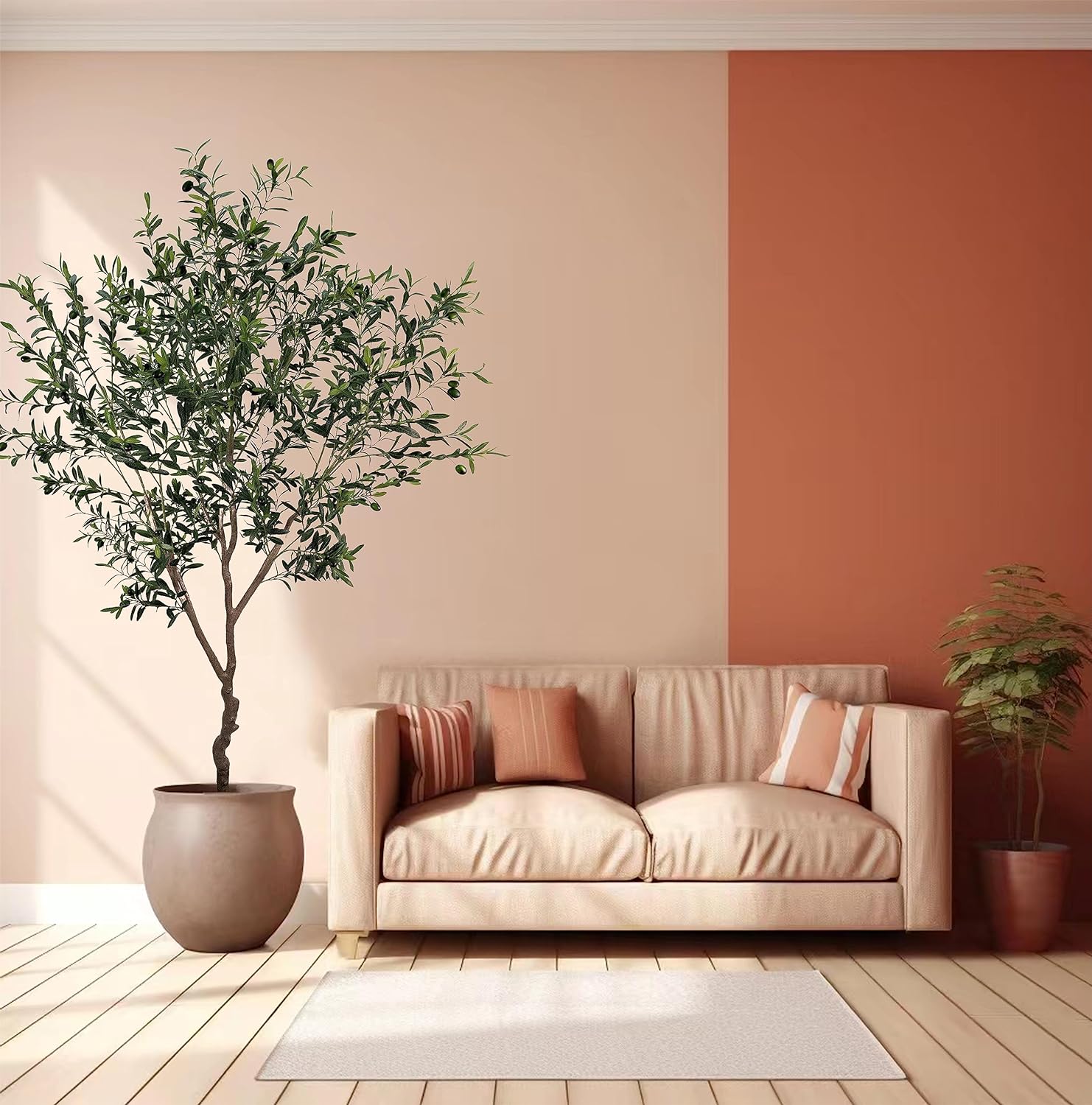 Artificial Tree Faux Olive Tree 8ft(92in,3200leaves) Tall Fake Olive Plant in Pot Fake Silk Tree Faux Plants Indoor