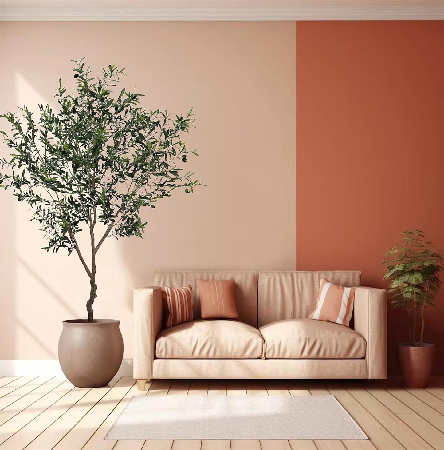 Artificial Tree Faux Olive Tree 8ft(92in,3200leaves) Tall Fake Olive Plant in Pot Fake Silk Tree Faux Plants Indoor