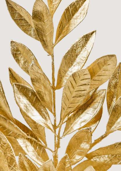 Faux Bay Leaf Spray in Metallic Gold - 24