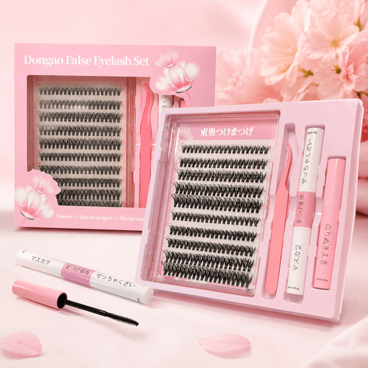 4D DIY Cluster False Eyelash Set with Tweezers, Lash Glue & Sealant