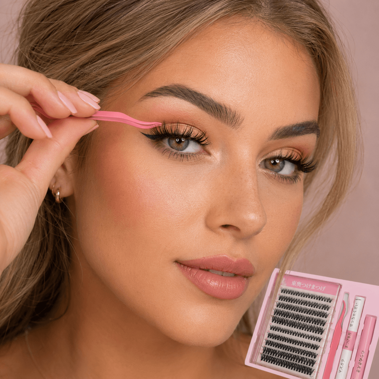 4D DIY Cluster False Eyelash Set with Tweezers, Lash Glue & Sealant