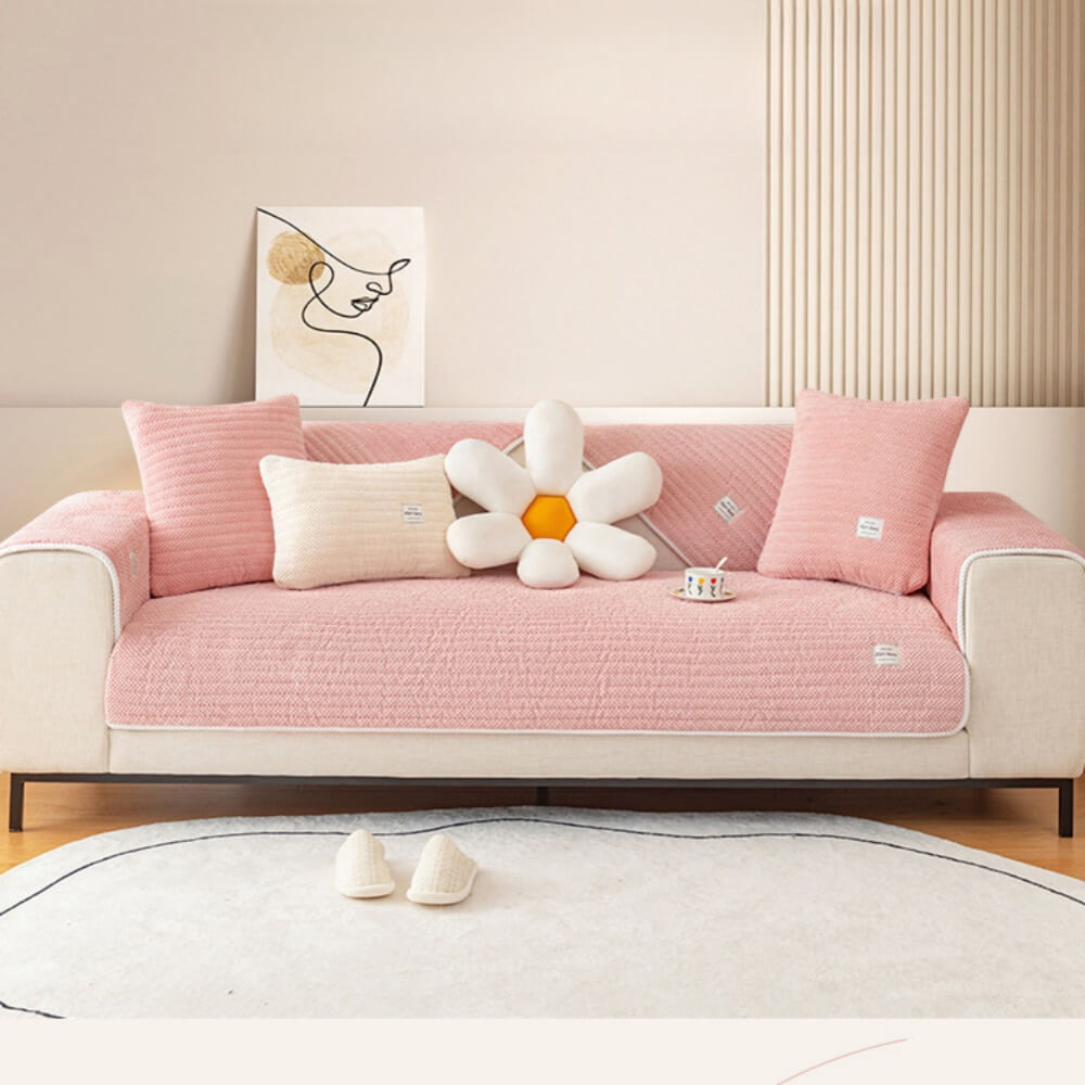 Corduroy sofa cushions for all seasons, suitable for L-shaped sofa, cushions thickened plush back towel cover cloth