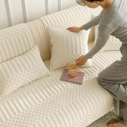 Cream white ins style plush sofa cushion, crystal velvet four grade section sofa cover cloth