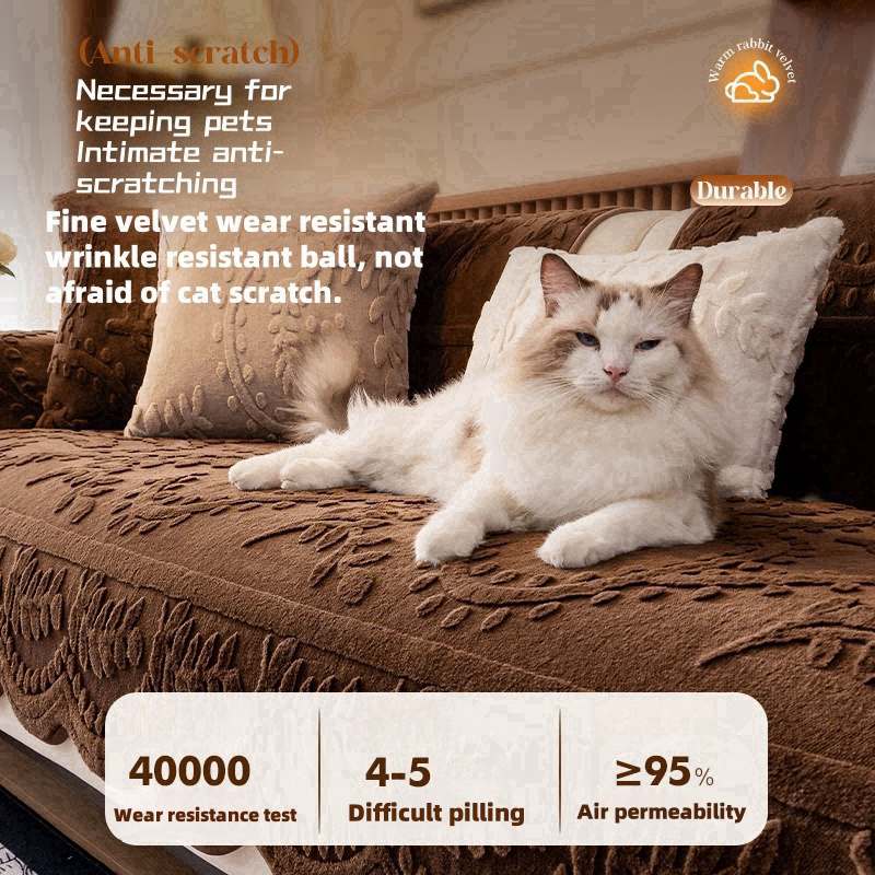 Rabbit velvet sofa cushion fall and winter thickened warm plush cushion cushion non-slip cover cover light luxury senior sense cover cloth blanket
