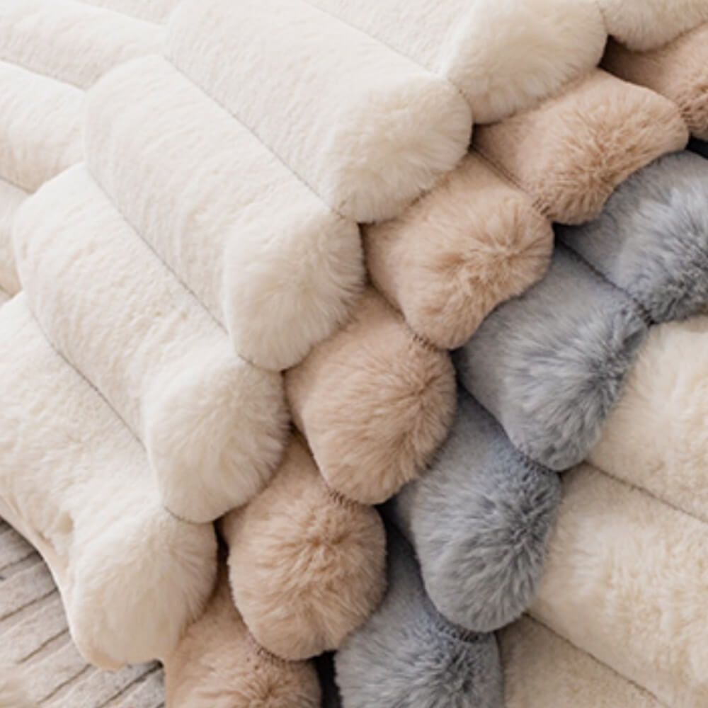 Rabbit plush sofa cushion thickened models, suitable for L-shaped sofa, non-slip general-purpose models sofa cover towel