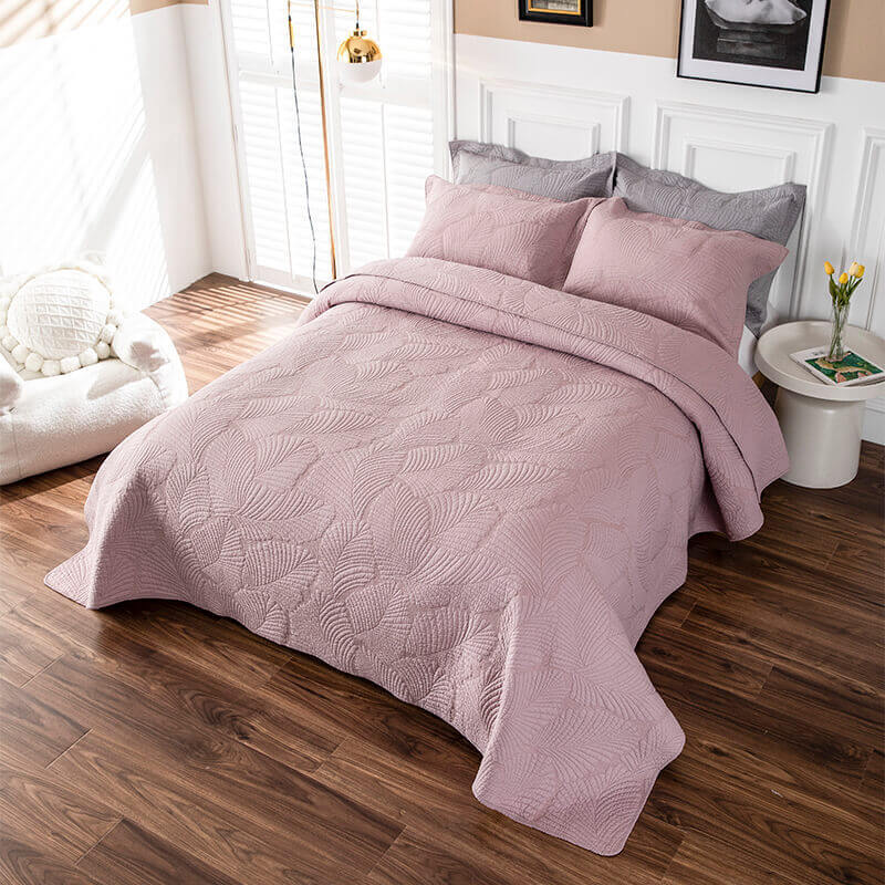 Cotton Bed Cover Set Luxury Three Piece Solid Color Embroidered European Style