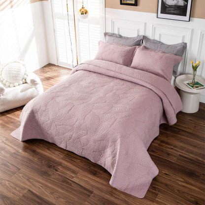 Cotton Bed Cover Set Luxury Three Piece Solid Color Embroidered European Style