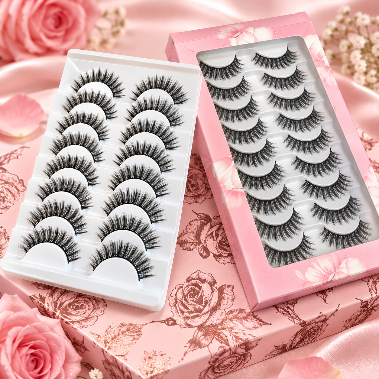 10 Pairs Dramatic Wispy False Eyelashes – Full Volume Fluffy Lashes