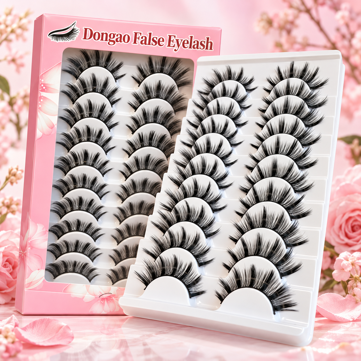 10 Pairs Dramatic Wispy False Eyelashes – Fluffy Full Volume Layered Lashes with Flexible Band