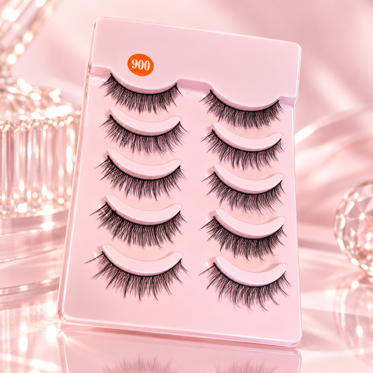 5 Pairs Natural Wispy False Eyelashes – Soft Flared Lightweight Lashes with Flexible Band