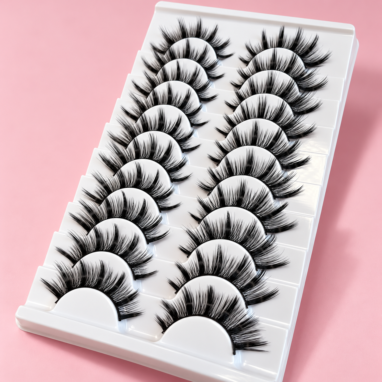 10 Pairs Dramatic Wispy False Eyelashes – Fluffy Full Volume Layered Lashes with Flexible Band