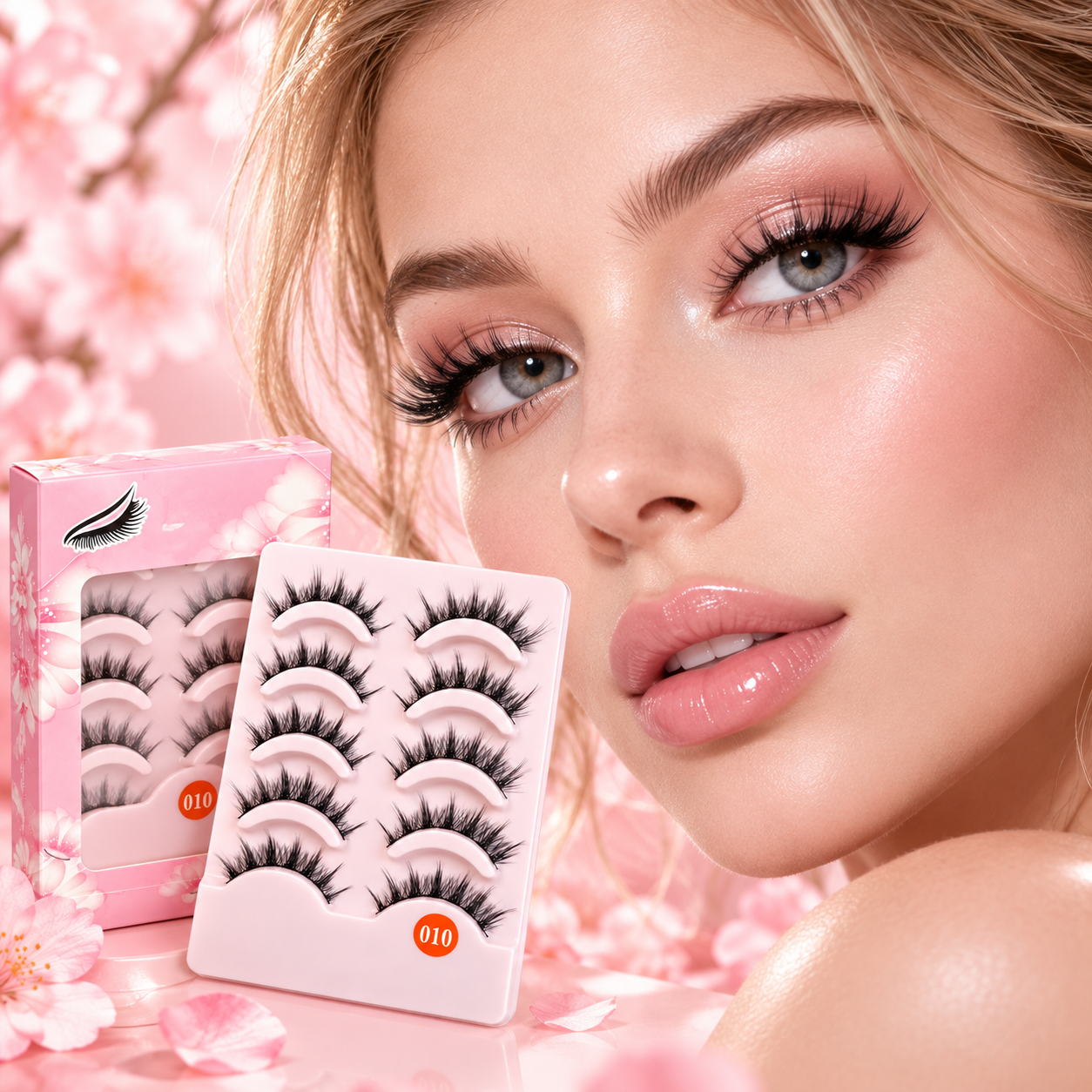 5 Pairs Voluminous Wispy False Eyelashes – Fluffy Layered Glam Lashes with Flexible Band