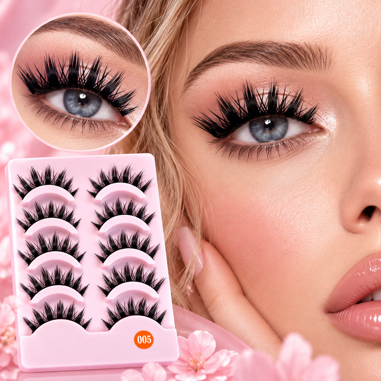 5 Pairs Spiky Cluster False Eyelashes – Bold Manga Style Wispy Lashes with Flexible Band