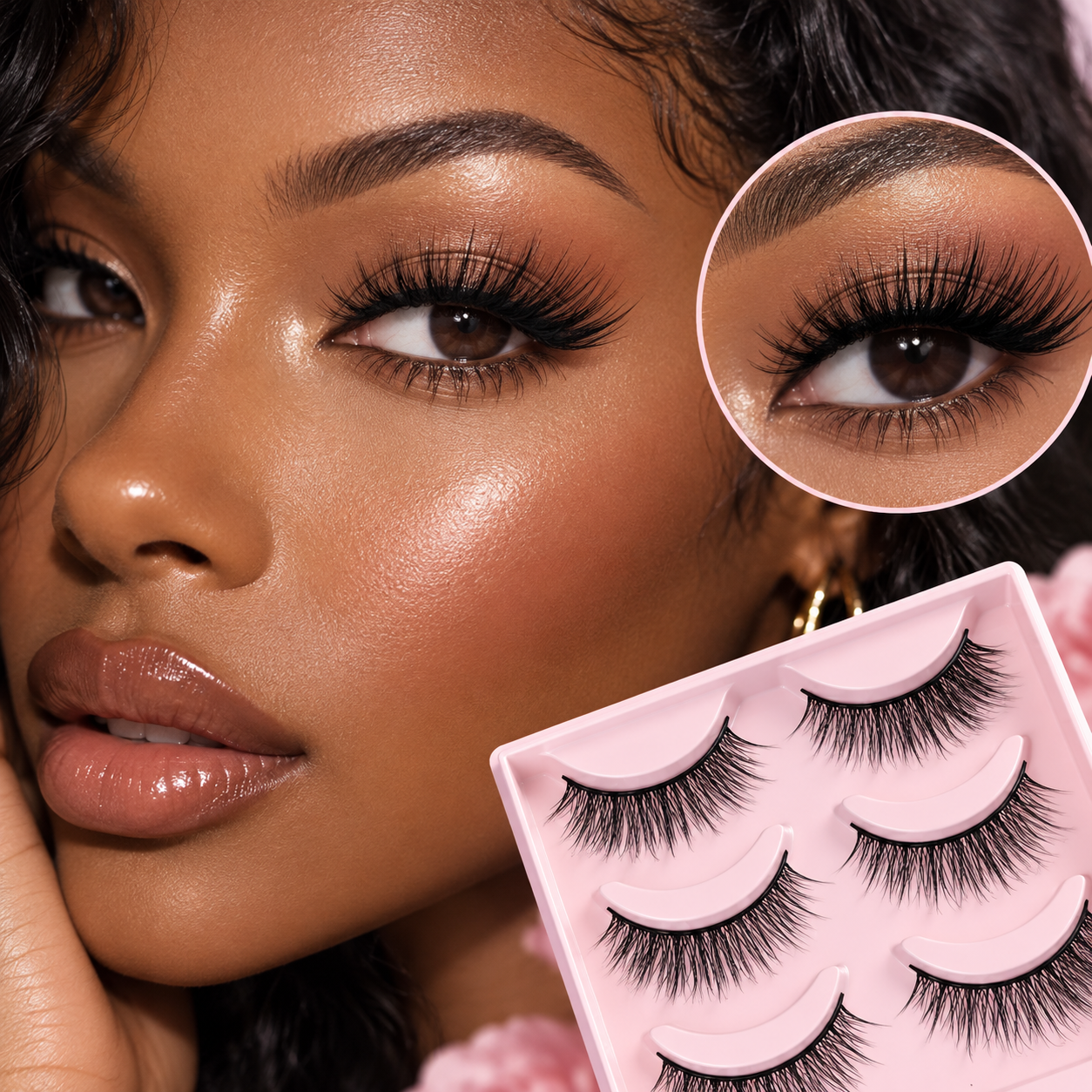 5 Pairs Natural Wispy False Eyelashes – Soft Flared Lightweight Lashes with Flexible Band
