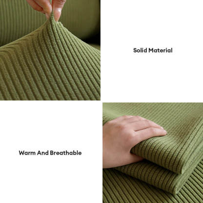 Vertical Stripe Corduroy Anti-Scratch Stretch Full-Cover Couch Cover