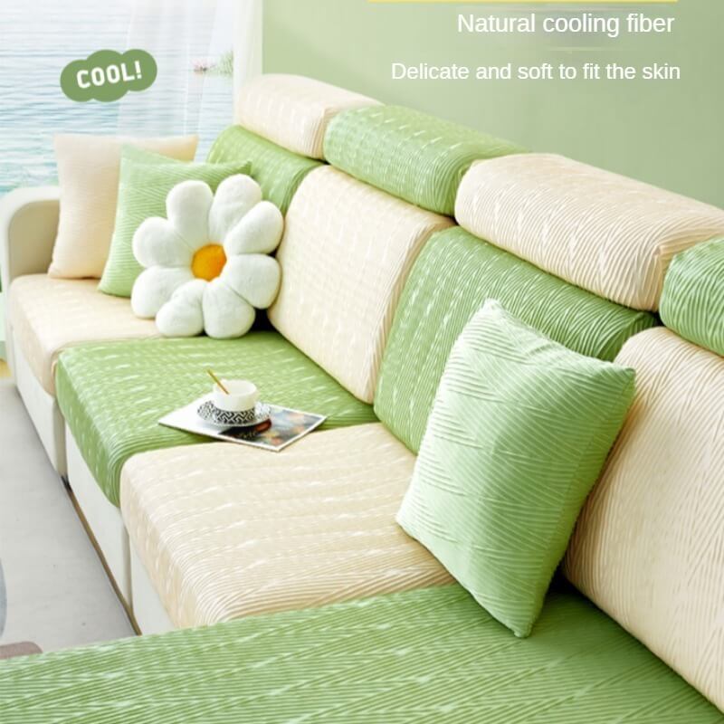 Ice Silk Sofa Cover Non Slip Summer Style for Modern Living Room Decor