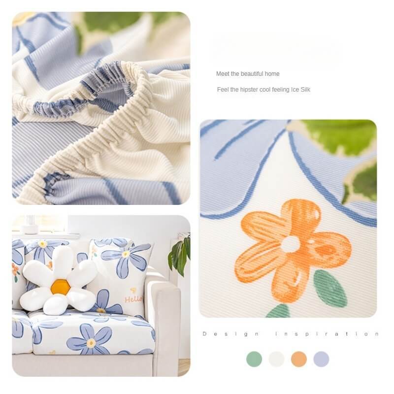 Stretch Ice Silk Sofa Cover for Summer Universal Fit Simple Modern Style