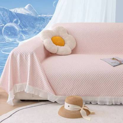 Elegant Breathable Cooling Ice Silk Stylish Frilled Edges Couch Cover