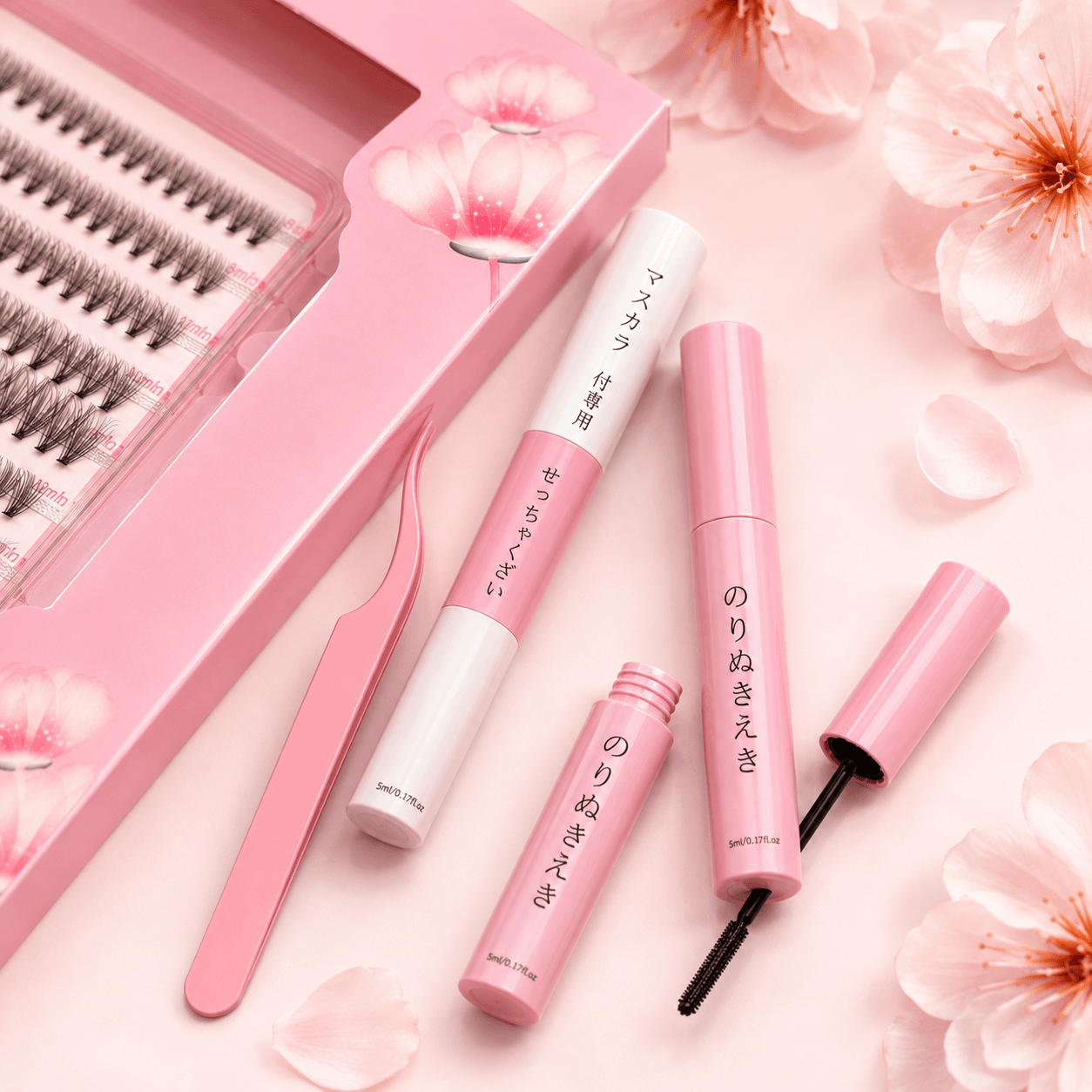 2D DIY Cluster False Eyelash Set with Tweezers, Lash Glue & Sealant