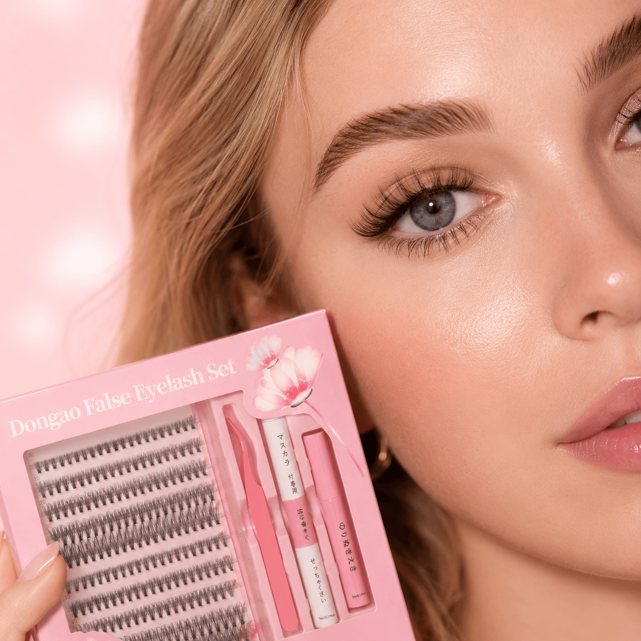 2D DIY Cluster False Eyelash Set with Tweezers, Lash Glue & Sealant