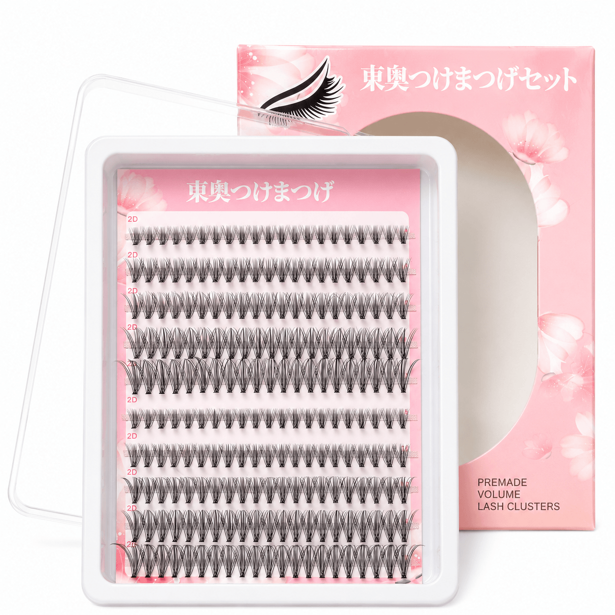 20P Self-Adhesive 2D Premade Lash Clusters, No Glue Needed