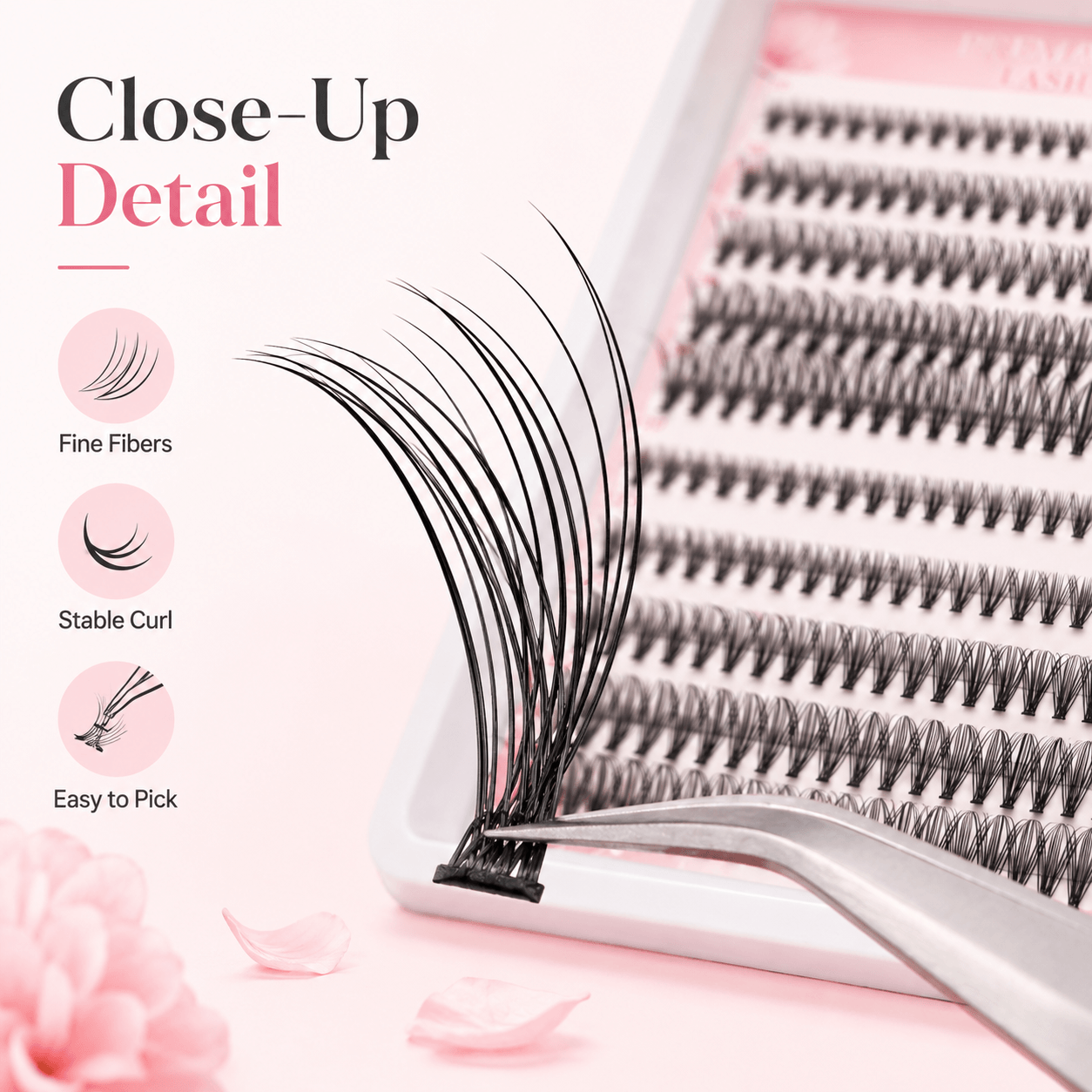 20P Self-Adhesive 2D Premade Lash Clusters, No Glue Needed