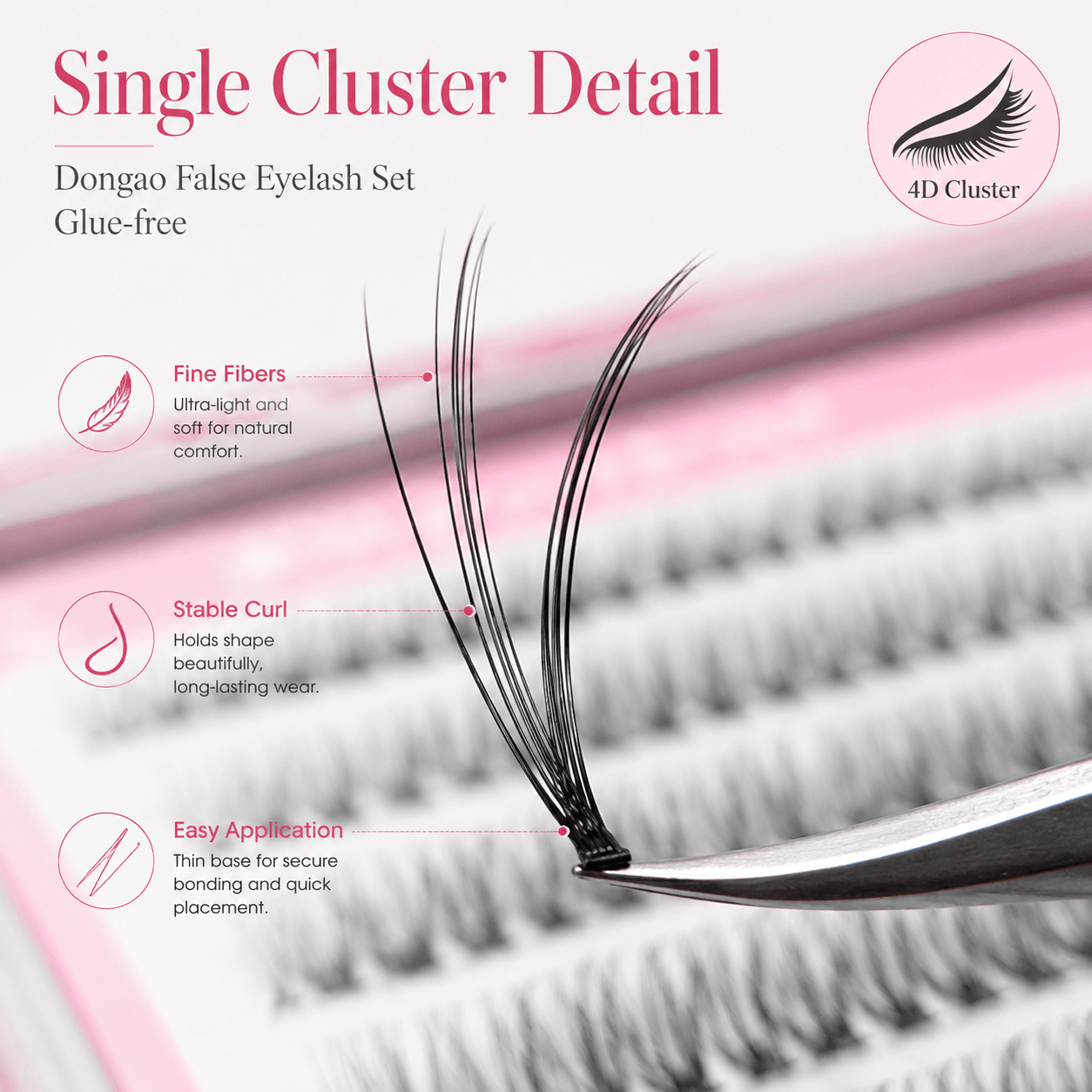 40P Self-Adhesive 4D Premade Lash Clusters – Glue-Free, Fluffy Volume Lashes