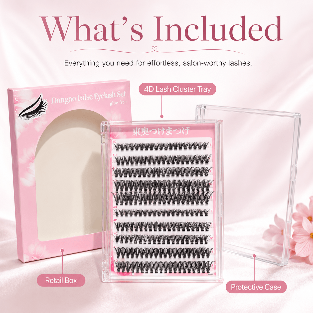 40P Self-Adhesive 4D Premade Lash Clusters – Glue-Free, Fluffy Volume Lashes