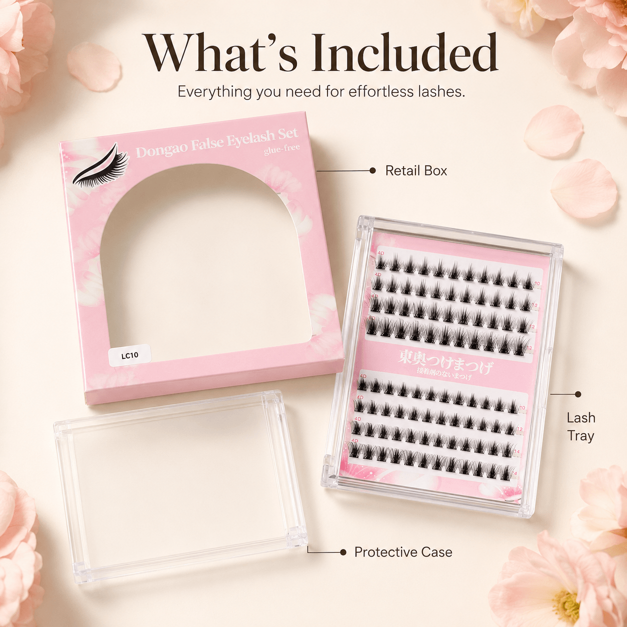 LC10 4D Glue-Free Eyelash Clusters | Natural Volume & Multi-Layer Lashes, Easy to Apply & Long-Lasting