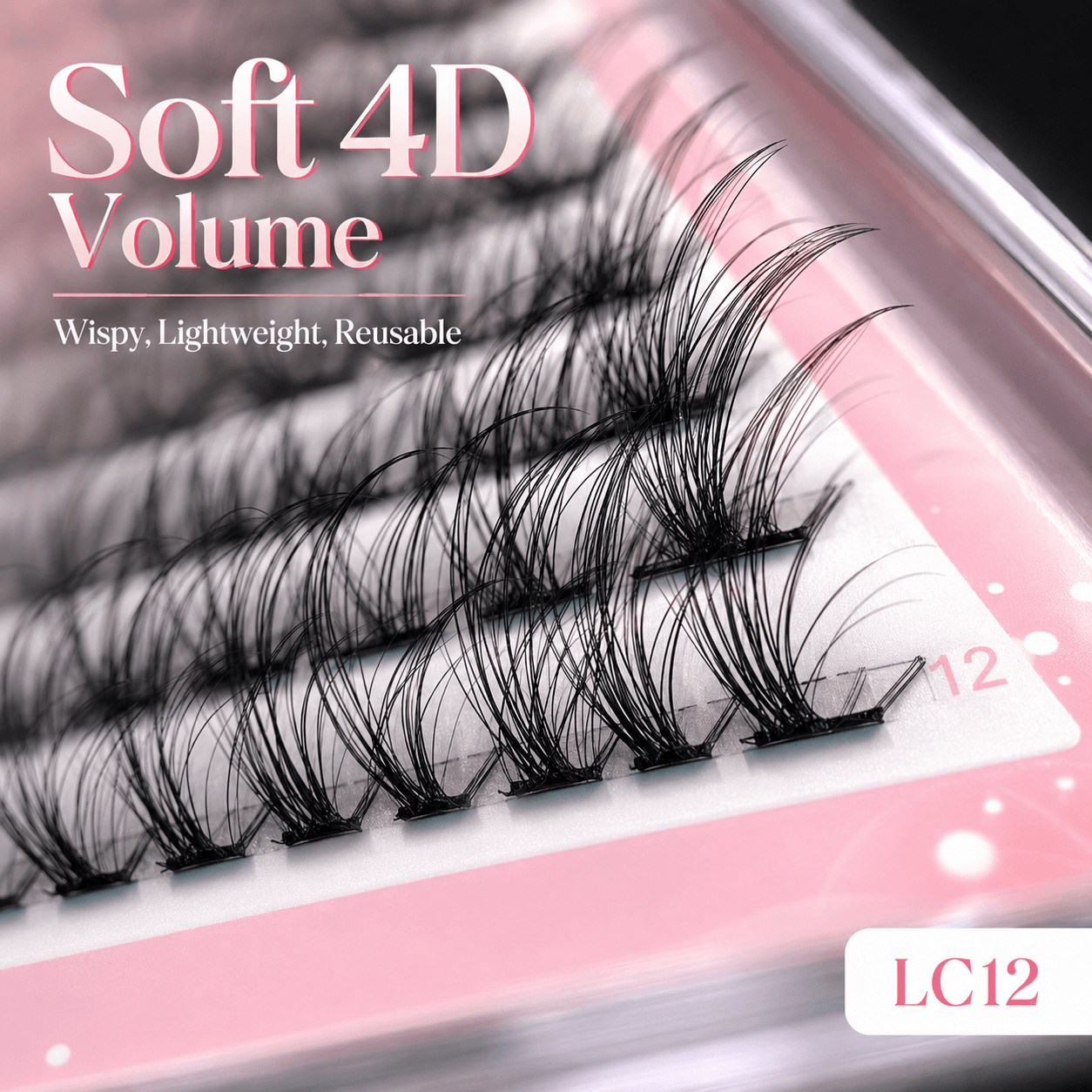 LC12 4D Glue-Free Fluffy Eyelash Clusters – Voluminous & Natural Look
