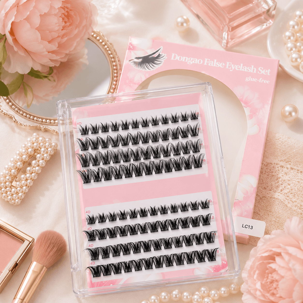 LC13 4D Glue-Free Lash Clusters – Fluffy Volume Self-Adhesive False Lashes