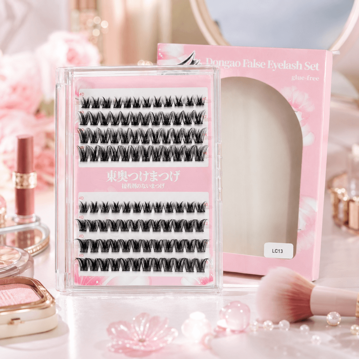 LC13 4D Glue-Free Lash Clusters – Fluffy Volume Self-Adhesive False Lashes