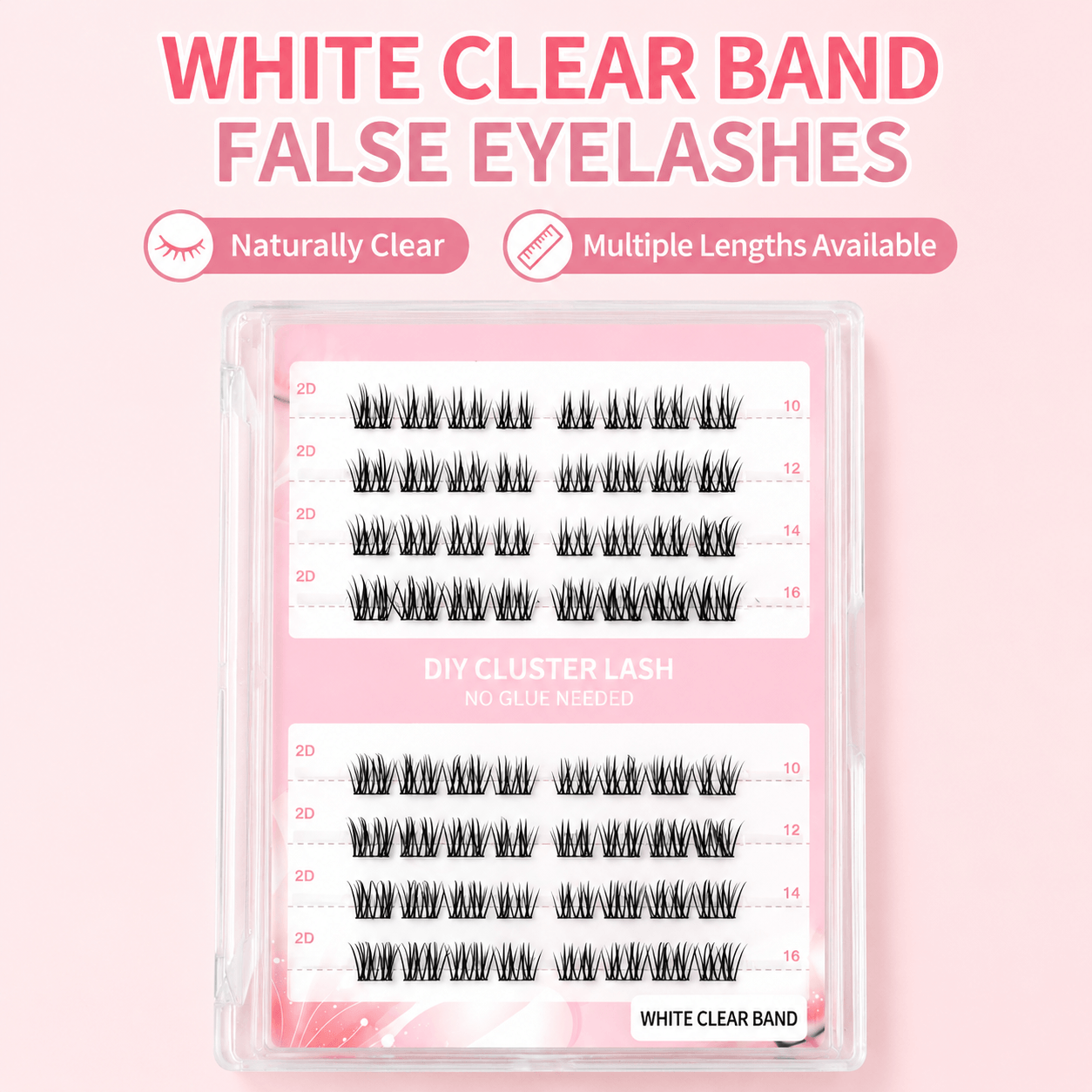 Self-Adhesive False Eyelashes – DIY Cluster Lashes, Multiple Lengths, Naturally Clear & Lightweight, No Glue Needed