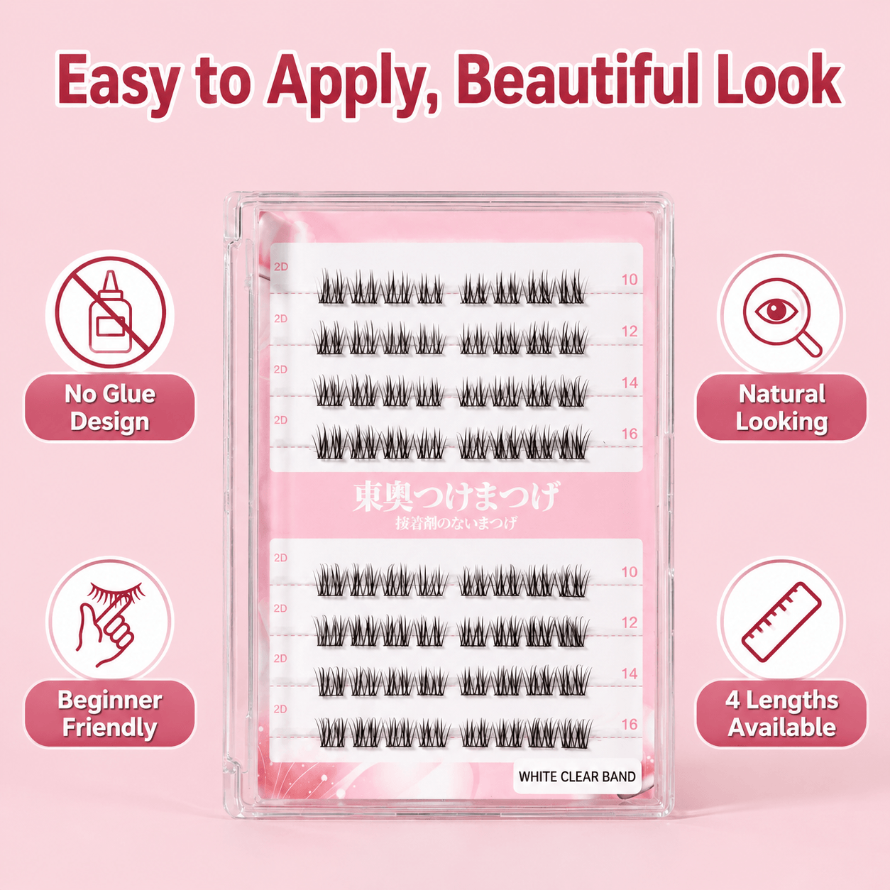 Self-Adhesive False Eyelashes – DIY Cluster Lashes, Multiple Lengths, Naturally Clear & Lightweight, No Glue Needed