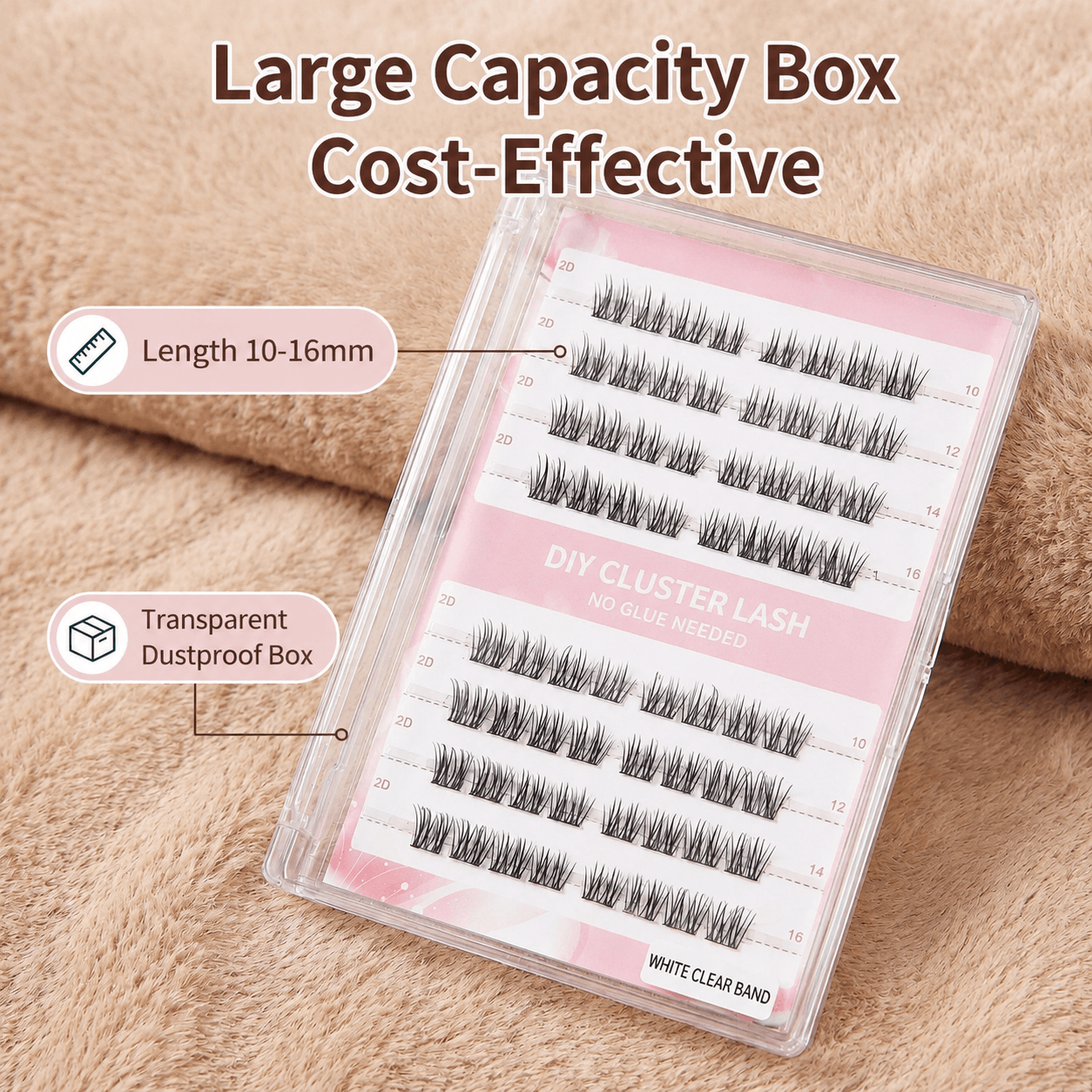 Self-Adhesive False Eyelashes – DIY Cluster Lashes, Multiple Lengths, Naturally Clear & Lightweight, No Glue Needed