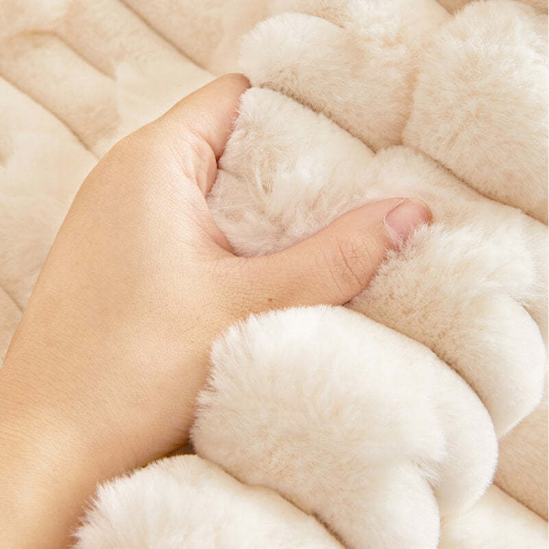 Rabbit velvet plush sofa cushion winter thickened warm sitting cushion non-slip leather sofa cover cover new style