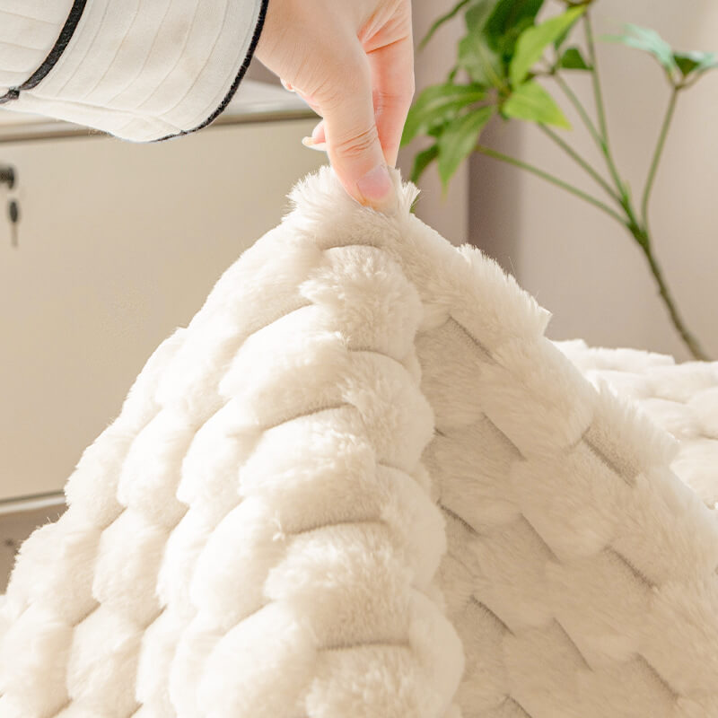 Rabbit velvet plush sofa cushion winter thickened warm sitting cushion non-slip leather sofa cover cover new style