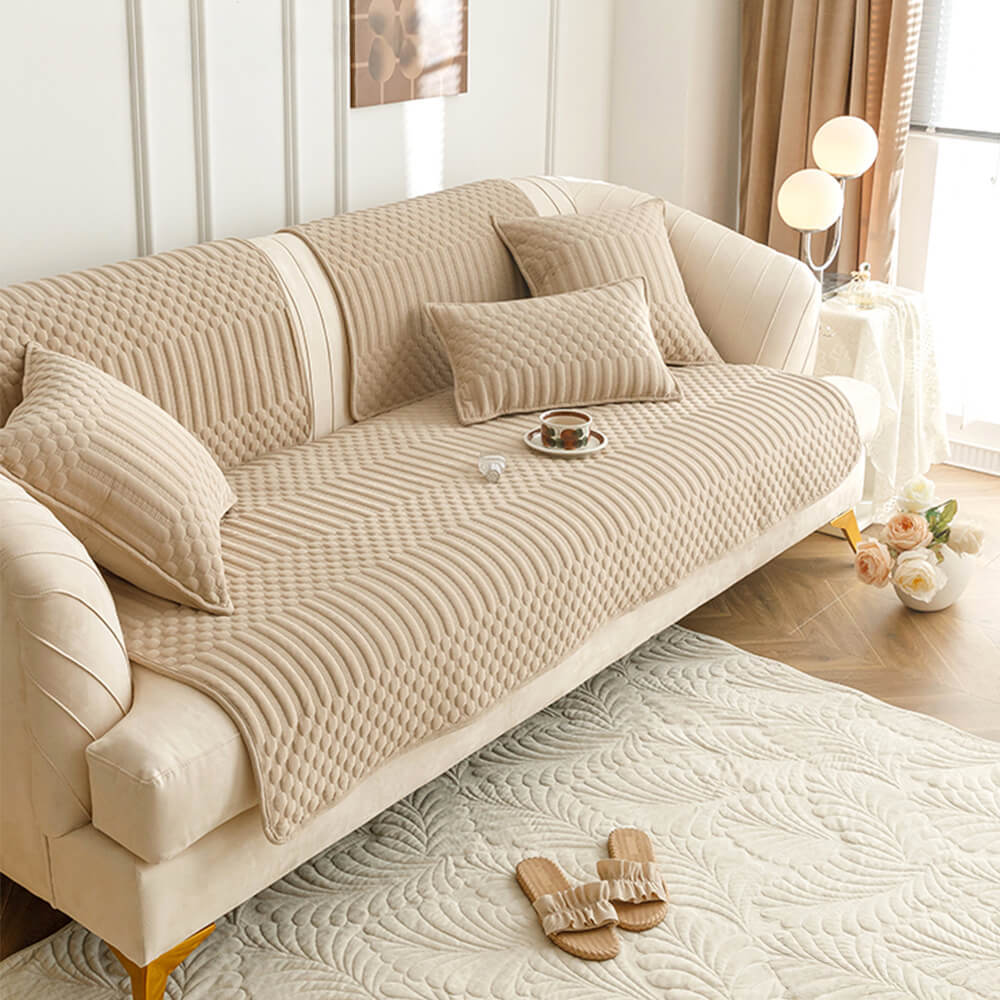 INS Style Plush Sofa Cushion – Ivory Crystal Fleece, Soft & Chic