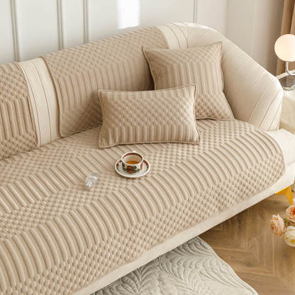 INS Style Plush Sofa Cushion – Ivory Crystal Fleece, Soft & Chic