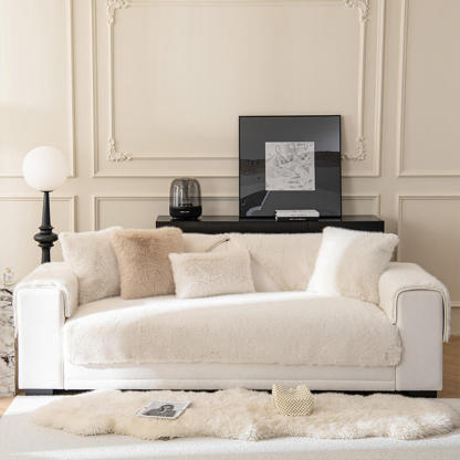 Thick Faux Fur Sofa Cover – Warm, Non-Slip Couch Protector