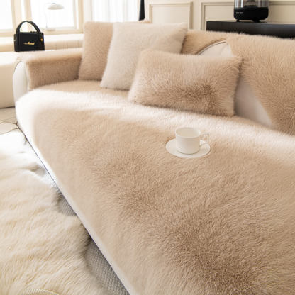 Thick Faux Fur Sofa Cover – Warm, Non-Slip Couch Protector