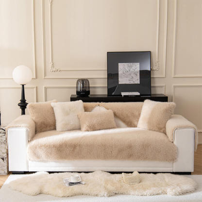 Thick Faux Fur Sofa Cover – Warm, Non-Slip Couch Protector