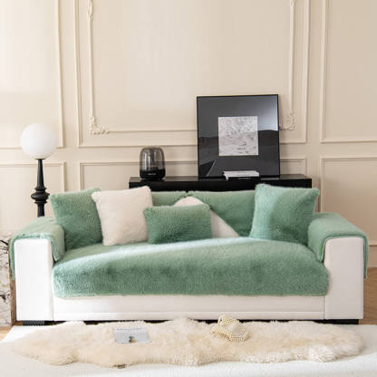 Thick Faux Fur Sofa Cover – Warm, Non-Slip Couch Protector