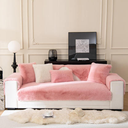 Thick Faux Fur Sofa Cover – Warm, Non-Slip Couch Protector