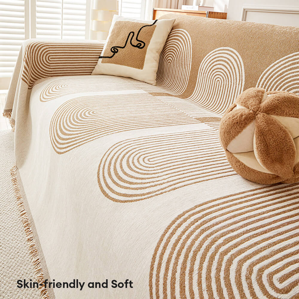 Geometric Pattern Reversible Chenille Throw Couch Cover