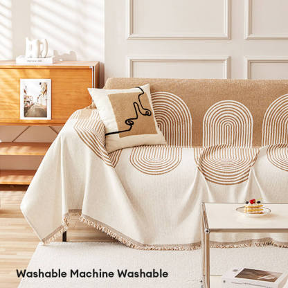 Geometric Pattern Reversible Chenille Throw Couch Cover