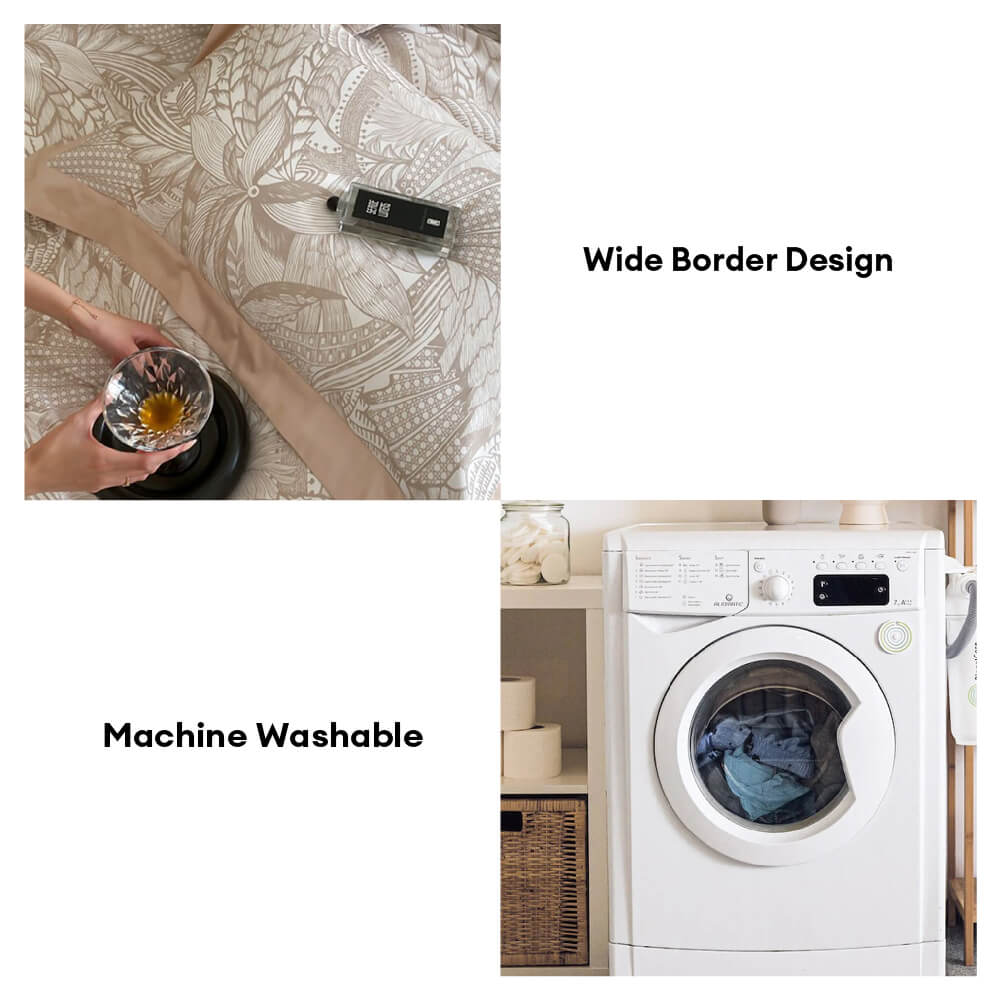 Abstract Botanical Silky Sateen Duvet Cover Bed Sheet Set