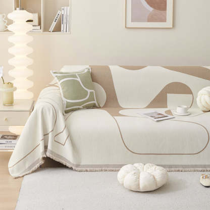 Geometric Fringe Double-Sided Chenille Non-Slip Throw Couch Cover